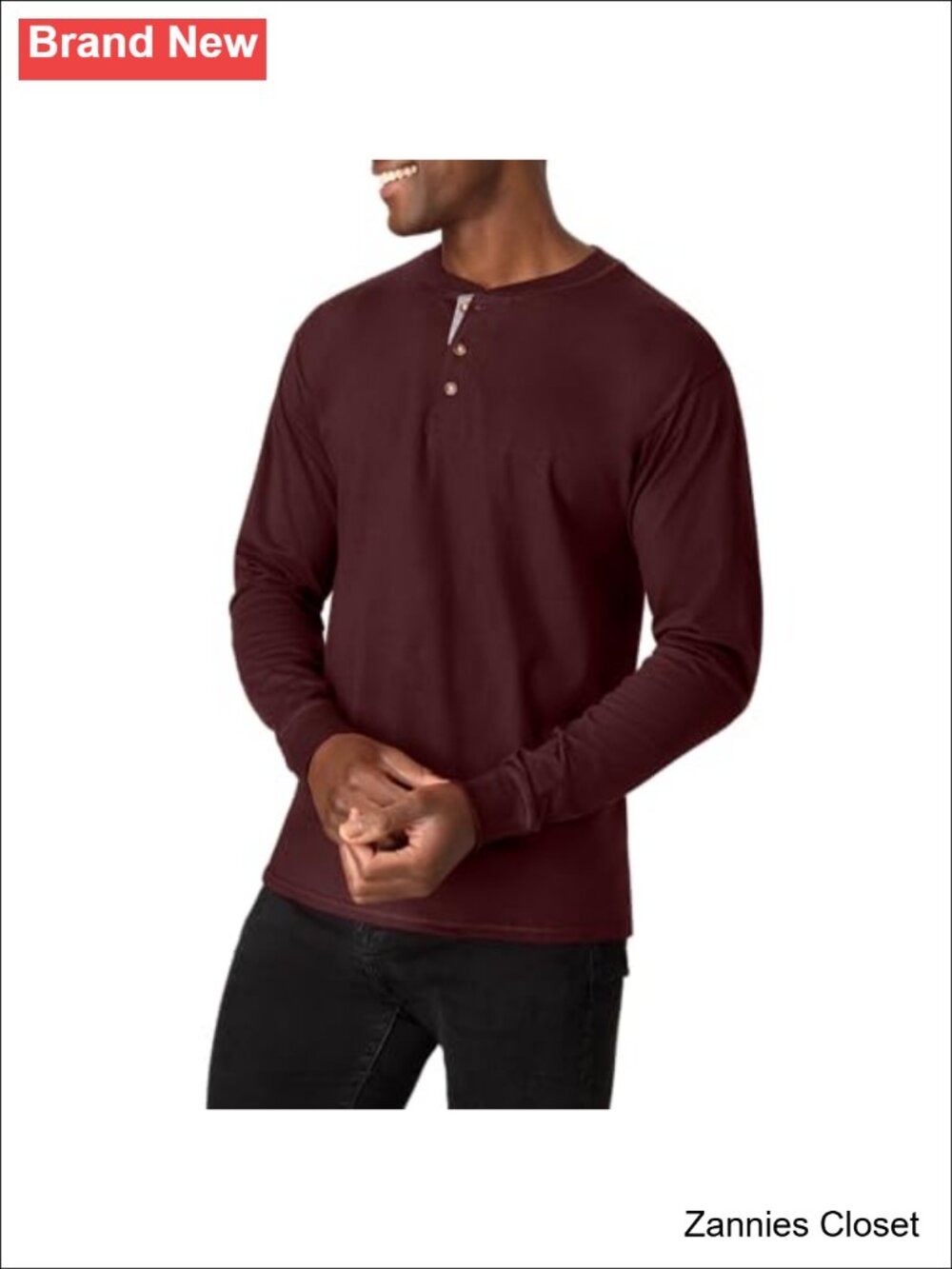 β¨Hanes Men's Long Sleeve Henley T-Shirt Cotton Beefy Classic Fit Tee